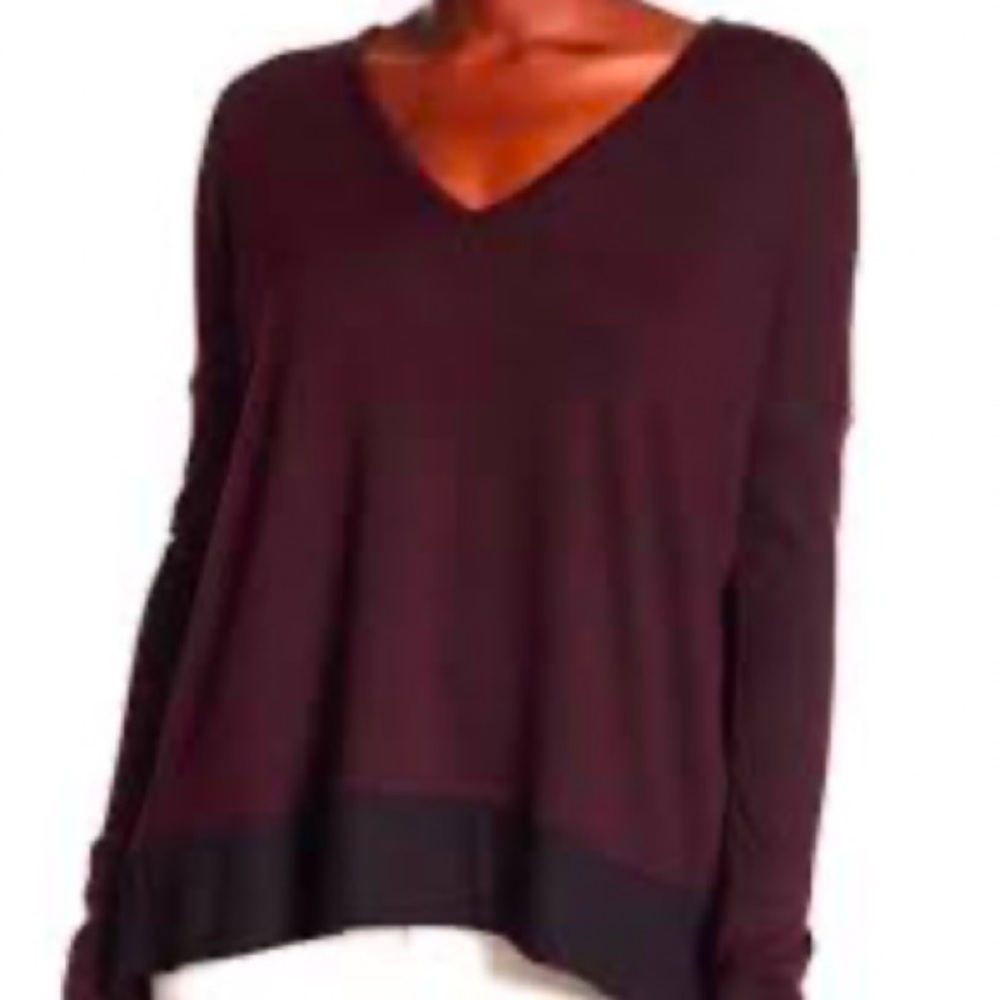 Rag & Bone Jean Taylor Two Tone Merino Wool Sweater in Port